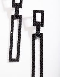 Black Diamante Rectangle Earrings - link has visual effect only