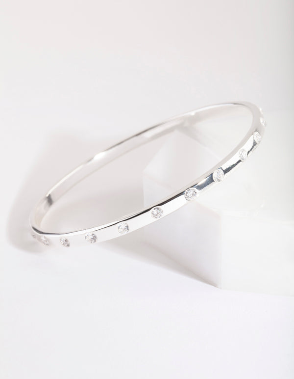 Silver Diamante Classic Bangle