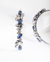 Gunmetal Sapphire Hoop Earrings - link has visual effect only