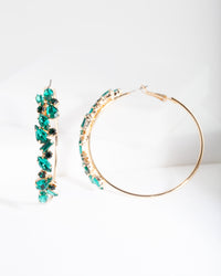 Green Cluster Hoop Earrings - link has visual effect only