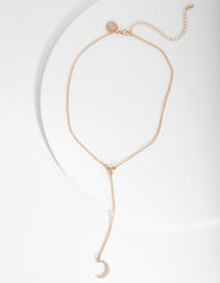 Gold Diamante Moon Chain Necklace - link has visual effect only