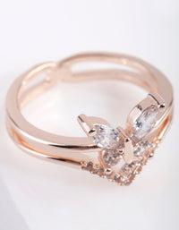 Rose Gold Cubic Zirconia Butterfly Ring - link has visual effect only