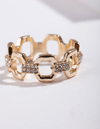 Gold Open Hexagon Chain Ring - link has visual effect only