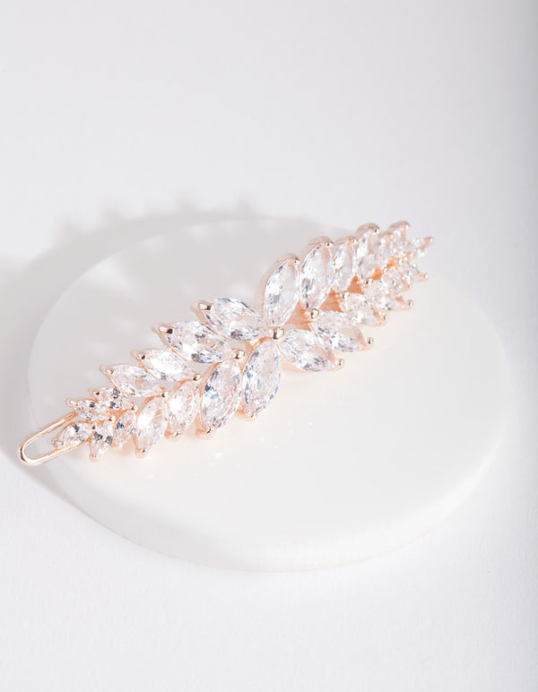 Cubic Zirconia Rose Gold Laurel Hair Clip