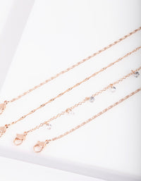 Rose Gold Cubic Zirconia Anklet Bracelet Pack - link has visual effect only