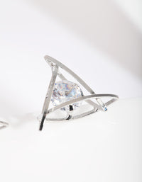 Rhodium Cubic Zirconia Trapped Triangle Earrings - link has visual effect only