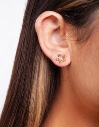 Gold Cubic Zirconia Flower Stud Earring Pack - link has visual effect only