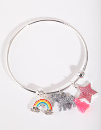 Kids Silver Charm Bangle - link has visual effect only