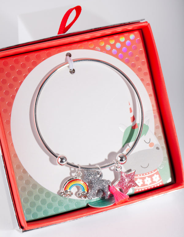 Kids Silver Charm Bangle