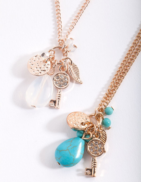 Semi Precious Gem Cluster Necklace Pack