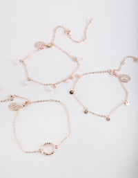 Rose Gold Jingly Crater Bracelet Anklet 3 Pack - link has visual effect only