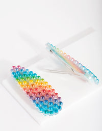 Kids Rainbow Ombre Pearl Hair Clip Duo - link has visual effect only