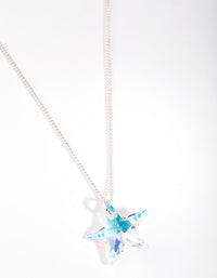 Silver Diamond Simulant Star Crystal Drop Necklace - link has visual effect only