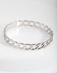 Silver Chain Link Bangle - link has visual effect only