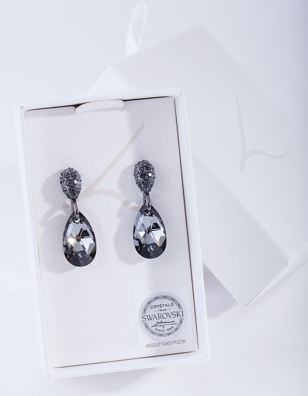 Black Diamond Simulant Teardrop Earrings