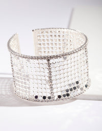 Silver Mesh Chain Cuff Bracelet - link has visual effect only