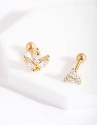 Gold Surgical Steel Diamante Cluster Barbell Pack - link has visual effect only