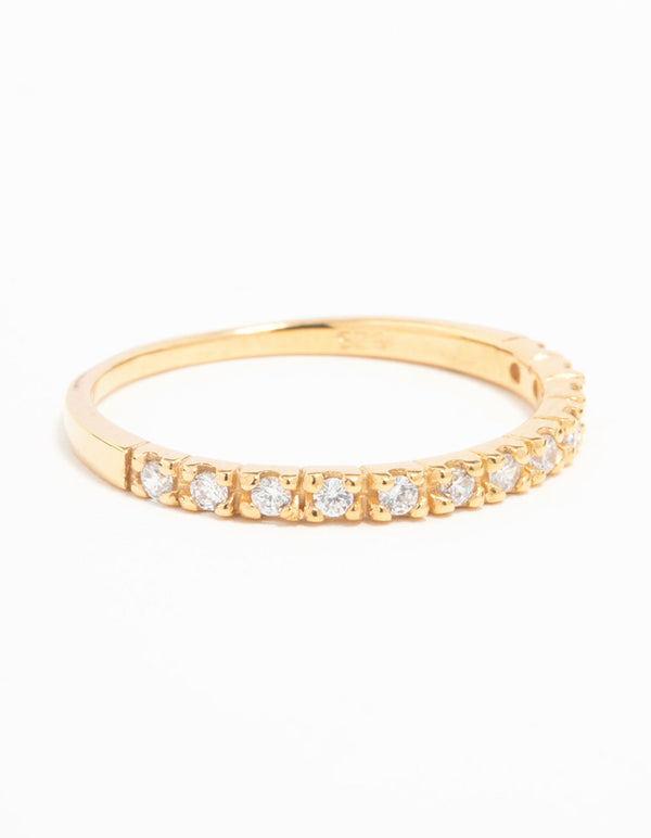 Gold Plated Sterling Silver Pave Diamante Ring