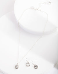 Diamond Simulant Teardrop Earrings & Necklace Set - link has visual effect only