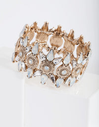 Antique Gold Etched Stone Star Bracelet - link has visual effect only