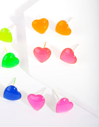 Kids Silver Rainbow Heart Stud Earring 6-Pack - link has visual effect only