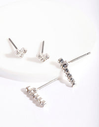 Silver Geometric Heart Stick Stud Pack - link has visual effect only