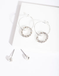 Silver Diamante Earrings Set - link has visual effect only