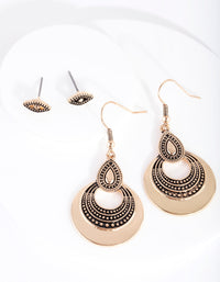 Antique Gold Detailed Earrings Set - link has visual effect only