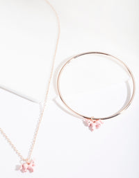 Kids Rose Gold Pink Unicorn Charm Necklace & Bangle Set - link has visual effect only