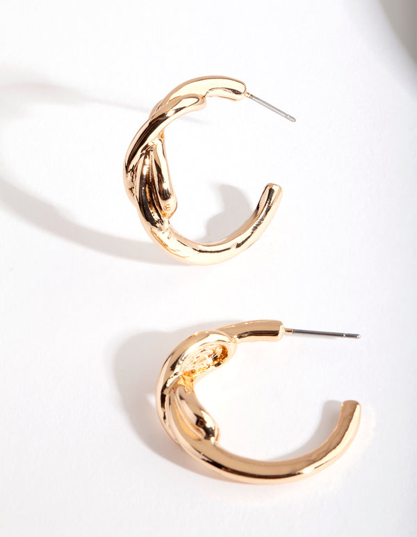 Gold Large Knot Hoop Earrings