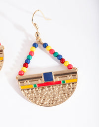 Gold Textured Bohemian Bead Earrings - link has visual effect only