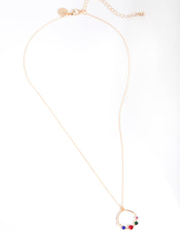 Gold 5 Coloured Diamante Open Circle Necklace - link has visual effect only