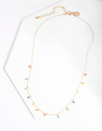 Gold Multicoloured Bead Necklace - link has visual effect only