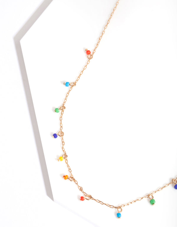 Gold Multicoloured Bead Necklace