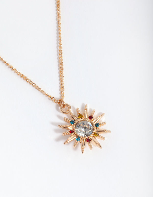 Gold Diamante Sun Necklace