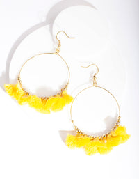 Gold Yellow Mini Tassel Hoop Earrings - link has visual effect only