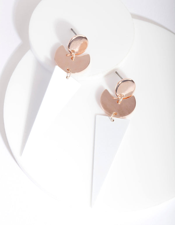 White Triangle Drop Earrings