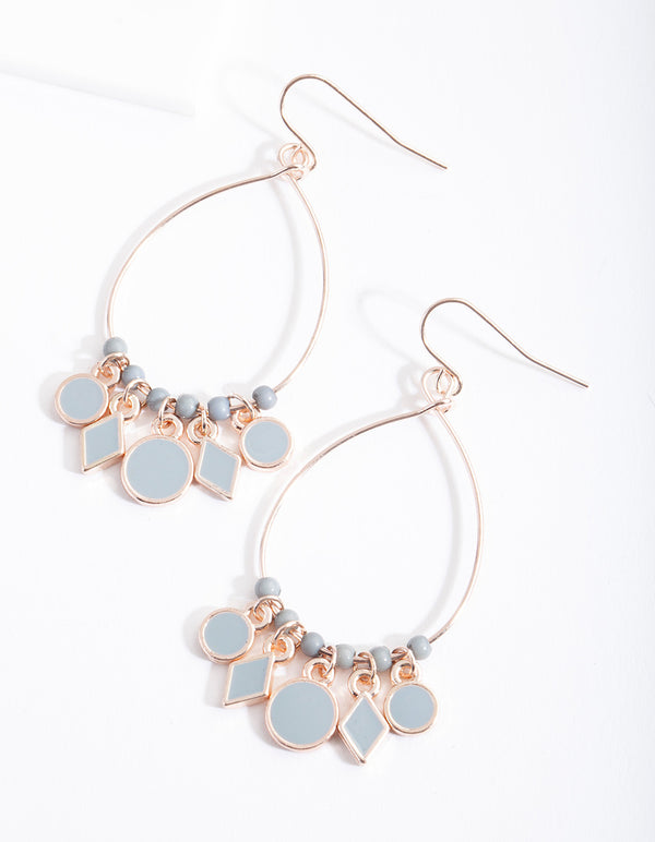 Rose Gold Beaded Hoop Earrings