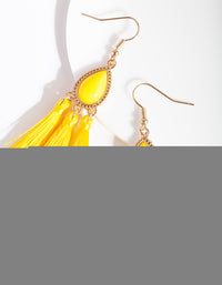 Gold Yellow Teardrop Tassel Earrings - link has visual effect only