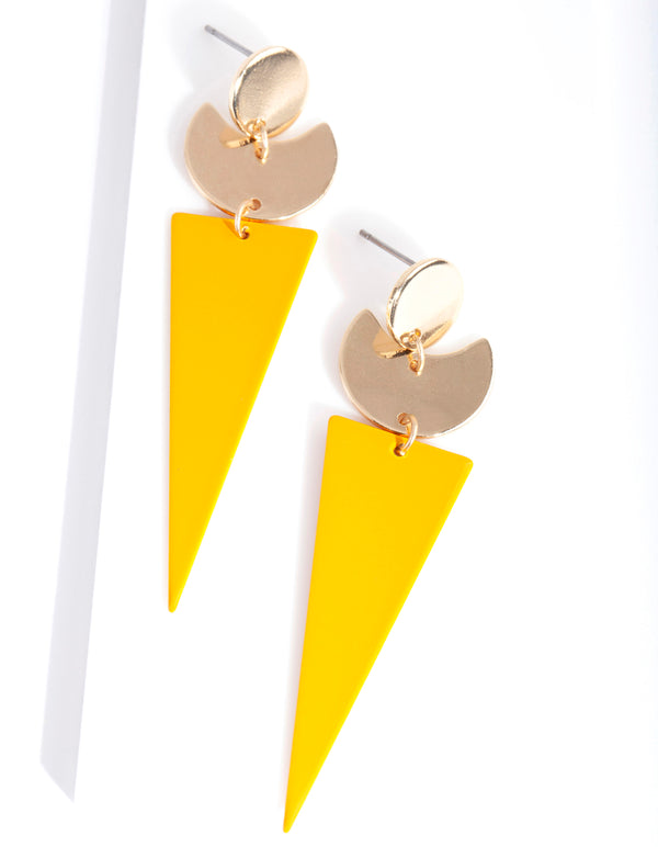 Yellow Triangle Drop Earrings