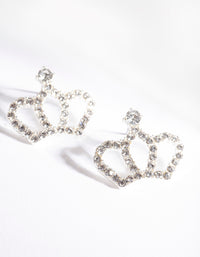 Silver Diamante Crown Stud Earrings - link has visual effect only