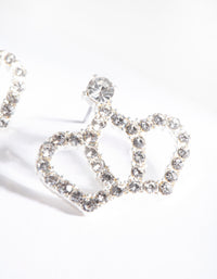 Silver Diamante Crown Stud Earrings - link has visual effect only