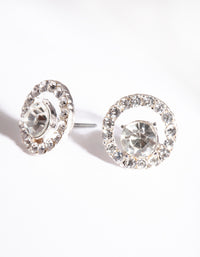 Silver Diamante Circle Stud Earrings - link has visual effect only