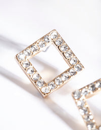 Gold Diamante Square Stud Earrings - link has visual effect only