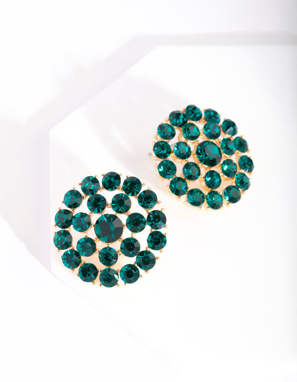 Green Bling Stud Earrings