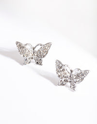 Rhodium Diamante Butterfly Stud Earrings - link has visual effect only