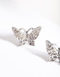 Rhodium Diamante Butterfly Stud Earrings - link has visual effect only