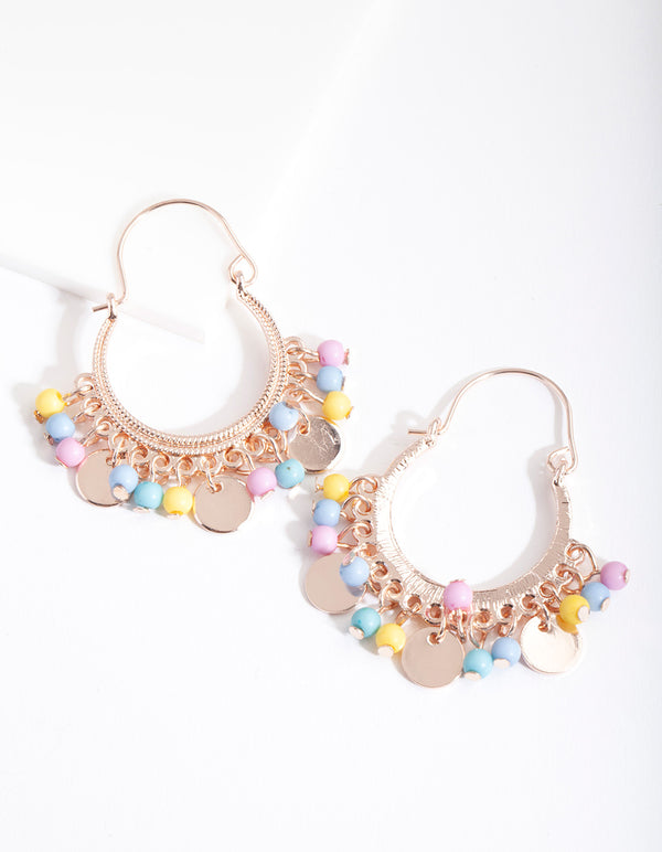 Rose Gold Rainbow Bead Earrings