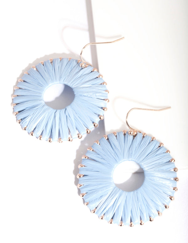 Blue Woven Hoop Drop Earrings