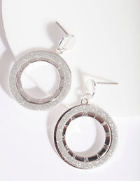 Silver Circle Glitter Drop Earrings - link has visual effect only